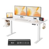Elektrisch in hoogte verstelbaar bureau 140 x 60 cm, ergonomische zit-statafel met geheugenfunctie, computerbureau, statafel, robuust frame, stille motor, voor thuis en kantoor