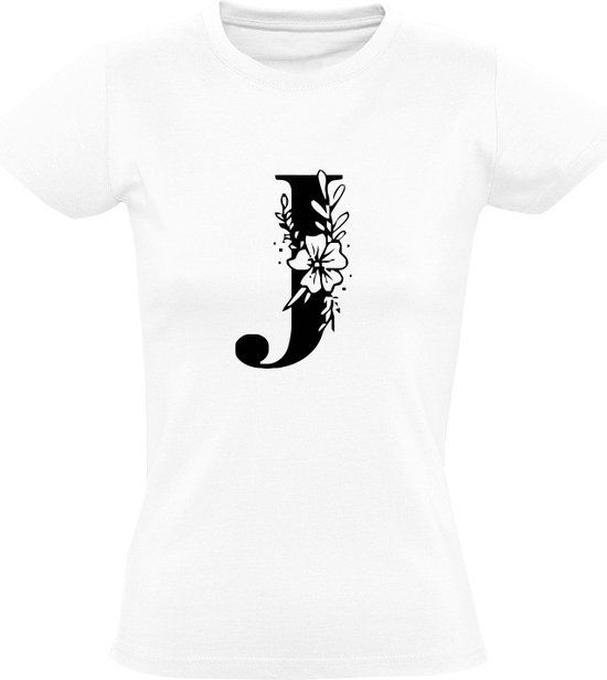 Letter J Dames T-shirt - Wit - XL