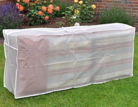 JEMIDI Tuinstoel Hoes - 125x30x50cm - Met Ritssluiting - Wit