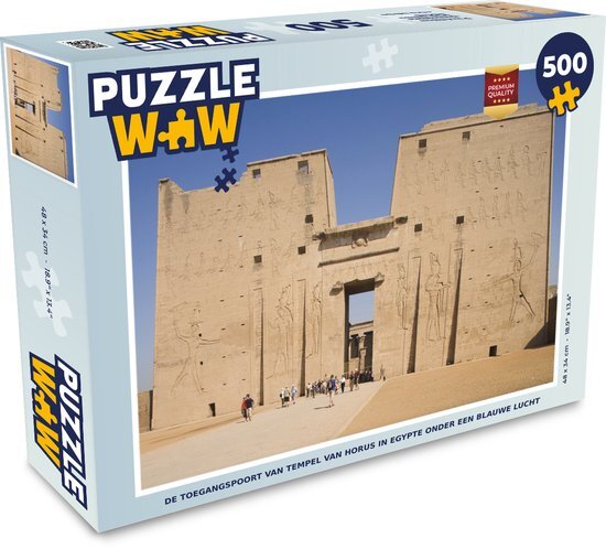 MuchoWow Puzzel De toegangspoort van tempel van Horus in Egypte onder een blauwe lucht - Legpuzzel - Puzzel 500 stukjes - Sinterklaas cadeautjes - Sinterklaas voor grote kinderen