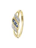 Lucardi Dames Ring met saffier en diamant 0,11ct - Ring - Cadeau - 14 Karaat Goud - Geelgoud