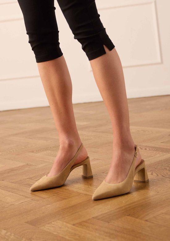 No Stress Dames Beige Suède Slingbacks Maat 41
