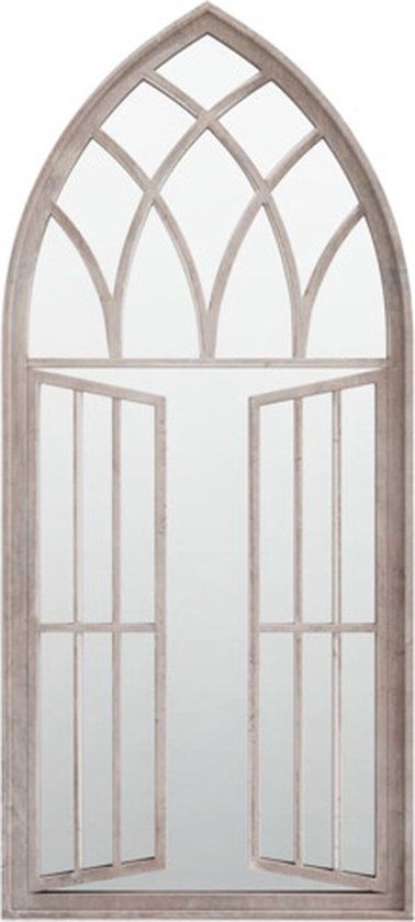 vidaXL Tuinspiegel 100x45 cm ijzer zandkleurig