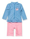 Playshoes Langarm Einteiler Krebs Eendelig badpak voor kinderen, uniseks, Blauw/Roze