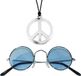 Widmann Hippie Flower Power set de bijoux collier avec des lunettes groovy