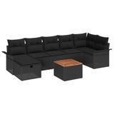vidaXL Tuinbank Set 8 st Zwart Poly rattan