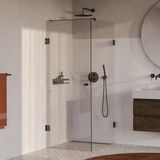 Brauer Void - Carving Douchecabine met Draaideur - Helder Glas - 80x100x200 cm - incl. Glascoating - PVD Gunmetal Geborsteld