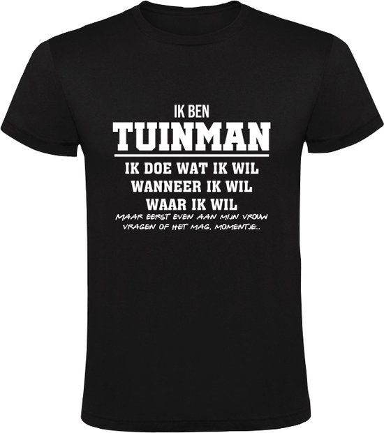 Zwart Tuinman Grappig Heren T-shirt - Katoen - Maat L