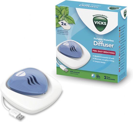 Vicks draagbare watervrije verdamper VH1800EU - incl 2 vapopads menthol