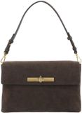 Abro Schoudertas Leather Suede Twist Shoulder Bag Dark Brown