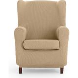 ECOMMERC3 Universele en veelzijdige oorfauteuilhoes, stoelbekleding in beige, eenvoudig aan te brengen bescherming voor rugleuning, zitting en armleuningen