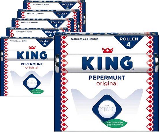 6 x King Pepermunt Original - 44g per rol - Voordeelverpakking