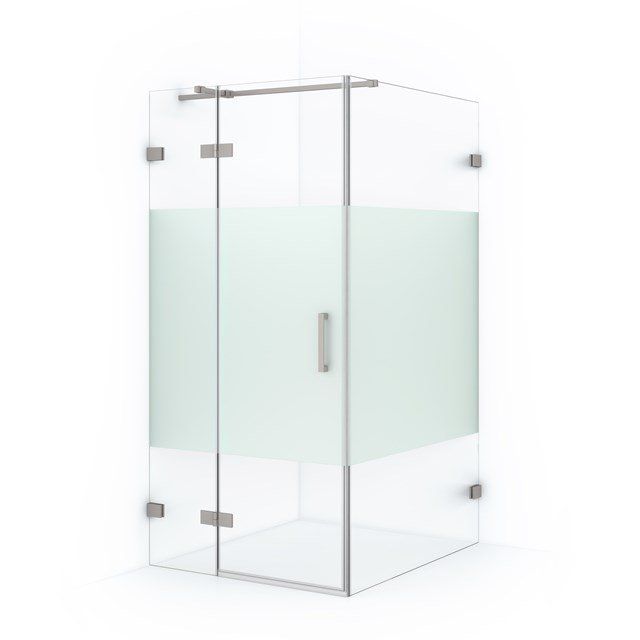 Maxaro Douchecabine Diamond 120x90cm 8mm Helder Veiligheidsglas met Matte Strook Geborsteld RVS