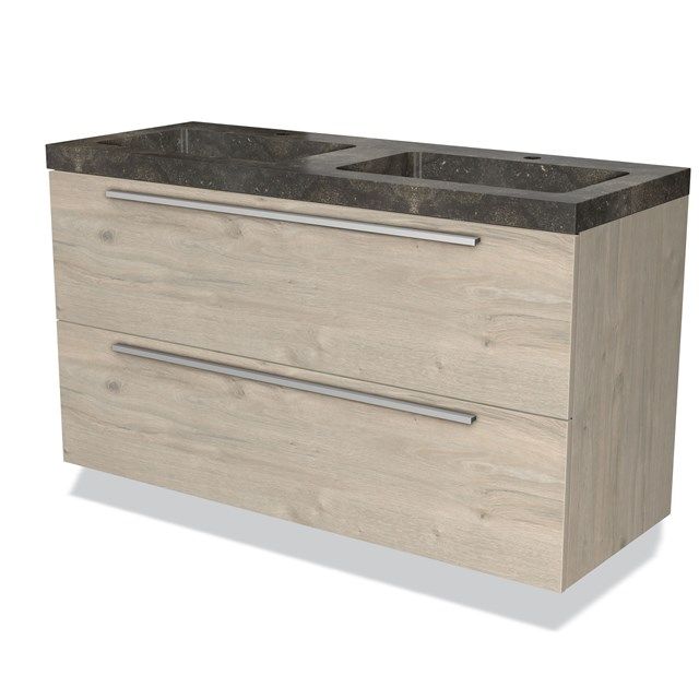 Maxaro Badkamermeubel 120cm Modulo Lichtgrijs Eiken Blue Stone