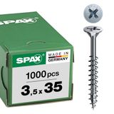 SPAX Universele schroef, 3,5 x 35 mm, 1000 stuks, Deeldraad, Verzonken kop, Kruiskop Z2, 4CUT, WIROX