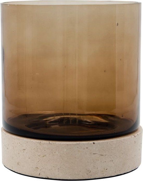 House Doctor Windlicht Rivo bruin 15cm
