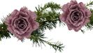 Cosy&Trendy Billiet - Vanlaere Kerstboomversiering Bloemen - 2x - 10 cm - roze glitter - op clip - ornament