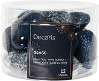 Decoris Figuur glas l2b4h4 cm blauw ass 12st