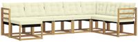 vidaXL - Hoek loungeset - 8 zitplekken - Wit en crème - Acacia hout