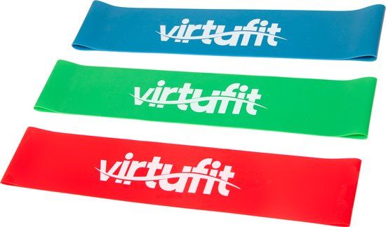 VirtuFit Mini Bands Set - 3 Resistance Bands - Full Body Workout - Rubber - Blue, Purple, Green