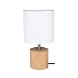 Homemania Bureaulamp Shade vorm – bureau, nachtkastje – hout, wit, hout, kunststof, stof 15 x 15 x 30 cm