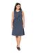 Ulla Popken - Dames - Jersey jurk gelaagde look A-lijn ronde hals mouwloos - Marine - Maat 42+