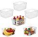 Unyqoos® Set d'organisateurs de réfrigérateur – 6 boîtes de rangement transparentes, 26 x 15,5 x 13 cm, polyéthylène sans BPA, empilable avec poignée, adapté à la cuisine et au garde-manger