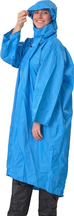 Lowland Outdoor Wandelponcho - 100% waterdicht - ademend - blauw - Large