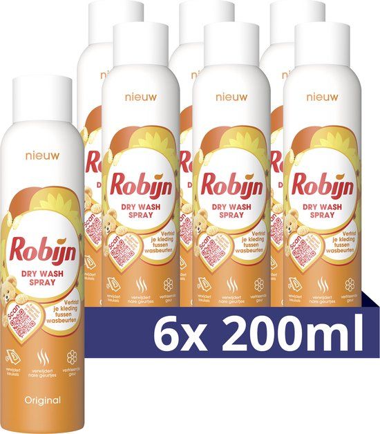 Robijn Original Dry Wash Spray - 6 x 200ml - Voordeelverpakking