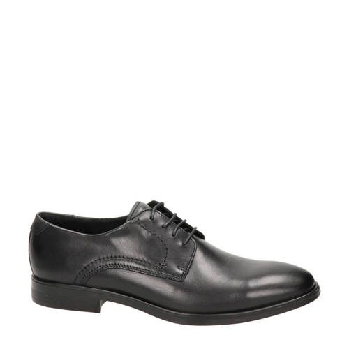 Ecco Melbourne Leather Lace-Up Shoes - Black