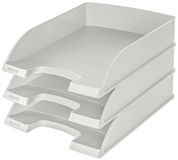 Leitz 52270085 Set van 3 standaard brievenbakjes A4 premium stapelbaar - combineerbaar met de serie Plus - grijs