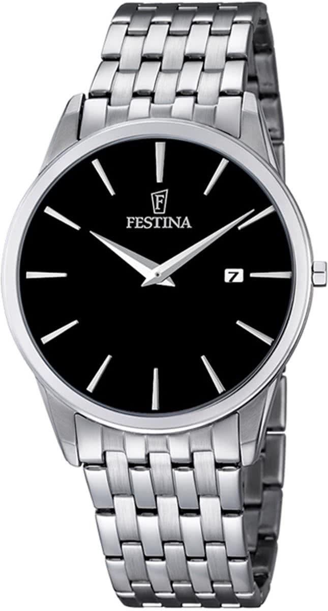 Festina F6833/2 Klassiek - Horloge - Staal - Zilverkleurig - 40 mm