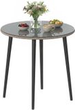 Outsunny Tuin Eettafel - Staal, Gehard Glas - Ø80 x 74H cm - Grijs