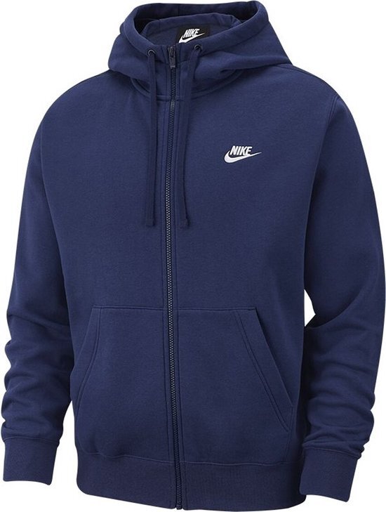 Nike Nsw Club Hoodie Fz Bb Heren Sportvest - Midnight Navy/Midnight Navy/(White) - Maat S