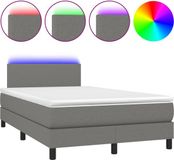 vidaXL Boxspringbed met matras en LED-verlichting, donkergrijs, 120x200 cm, gestoffeerd