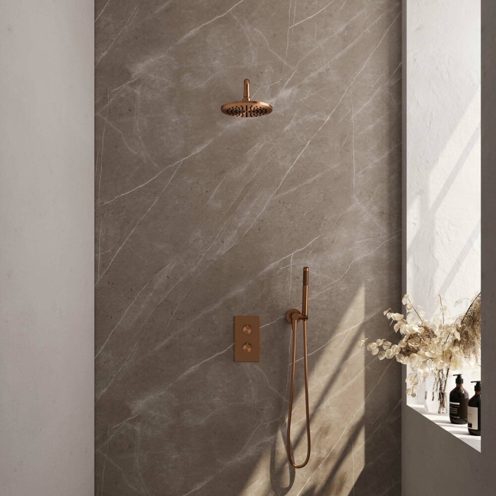 Brauer Copper Carving Thermostatische Inbouw Regendoucheset - Koper Geborsteld PVD