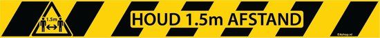 Vloersticker 1,5 meter rechthoek - Geel/Zwart - Houd afstand sticker