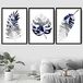 Artze Wall Art Geometrische Tropische Bladeren Art Prints 3-delige Set, 30 cm Breedte x 40 cm Hoogte, Marineblauw/Grijs