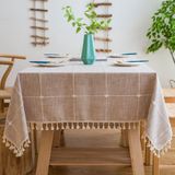 Merkloos Pahajim Geruit Tafelkleed Kwastje Wasbare Katoenen Linnen Waterdichte Stof Tafelkleden Rechthoek voor Keuken Dineren Partij (Maroon Plaid, Rechthoekig/Ovaal, 4-6 zitplaatsen)