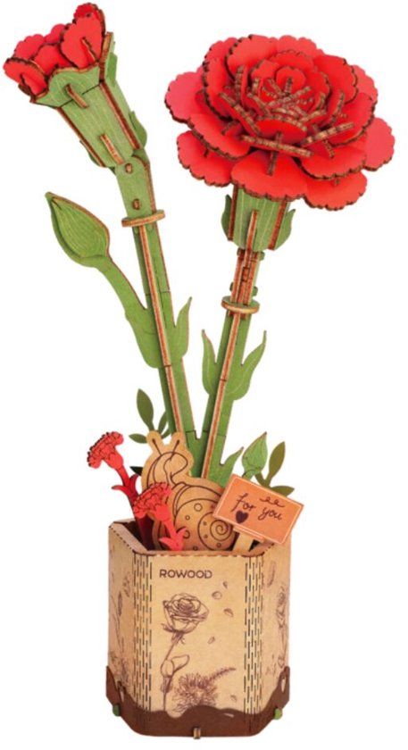 Robotime Red Carnation TW052 Houten Bouwpakket