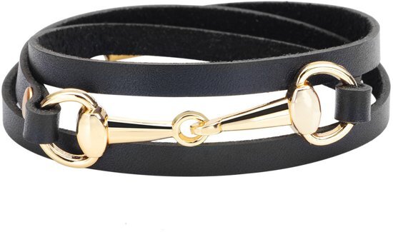 Montebello Armband Bliss Black G - Dames - Leer - Metaal - 5 mm - 60 cm