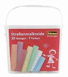Idena 60042 Stoepkrijt in vierkante doos met handvat, 20 stangen in 7 kleuren, voor het beschilderen van asfalt, pleister of beton