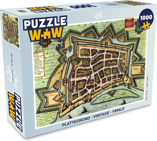 MuchoWow Puzzel Plattegrond - Vintage - Venlo - Legpuzzel - Puzzel 1000 stukjes volwassenen - Stadskaart