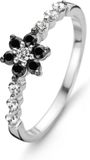 Orphelia Ring Flower Black & White - Zilver 925 - Zirkonia - Maat 60