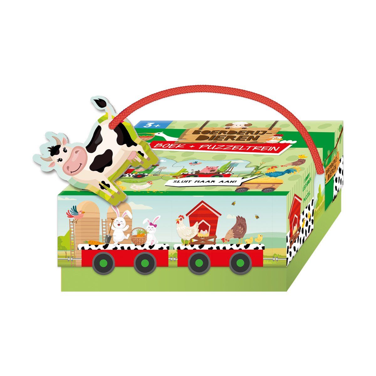 Boerderijdieren - boek + puzzeltrein
