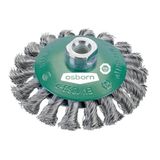 Osborn 2622351 haakse slijper 115 mm, conische borstel D100x13 mm schroefdraad M14x2,0 gevlochten roestvrij staaldraad 0,50 mm TÜV getest