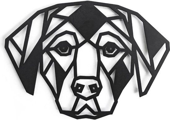 Luxigo Houten Dierenkop Hond - Zwart MDF - Wanddecoratie - 22x16cm