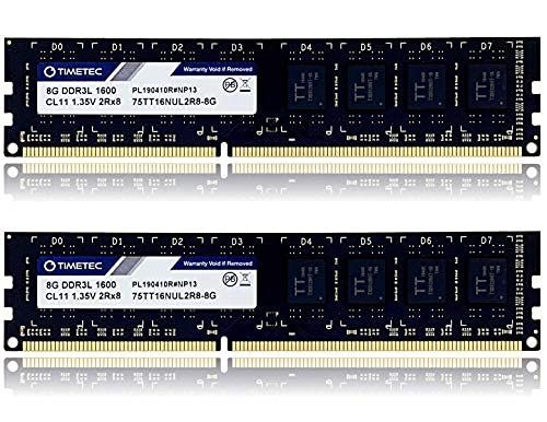 Timetec Hynix IC 16GB Kit (2x8GB) DDR3L 1600MHz PC3-12800 Unbuffered Non-ECC 1.35V CL11 2Rx8 Dual Rank 240 Pin UDIMM Desktop Werkgeheugen Module Upgrade (16GB Kit (2x8GB))
