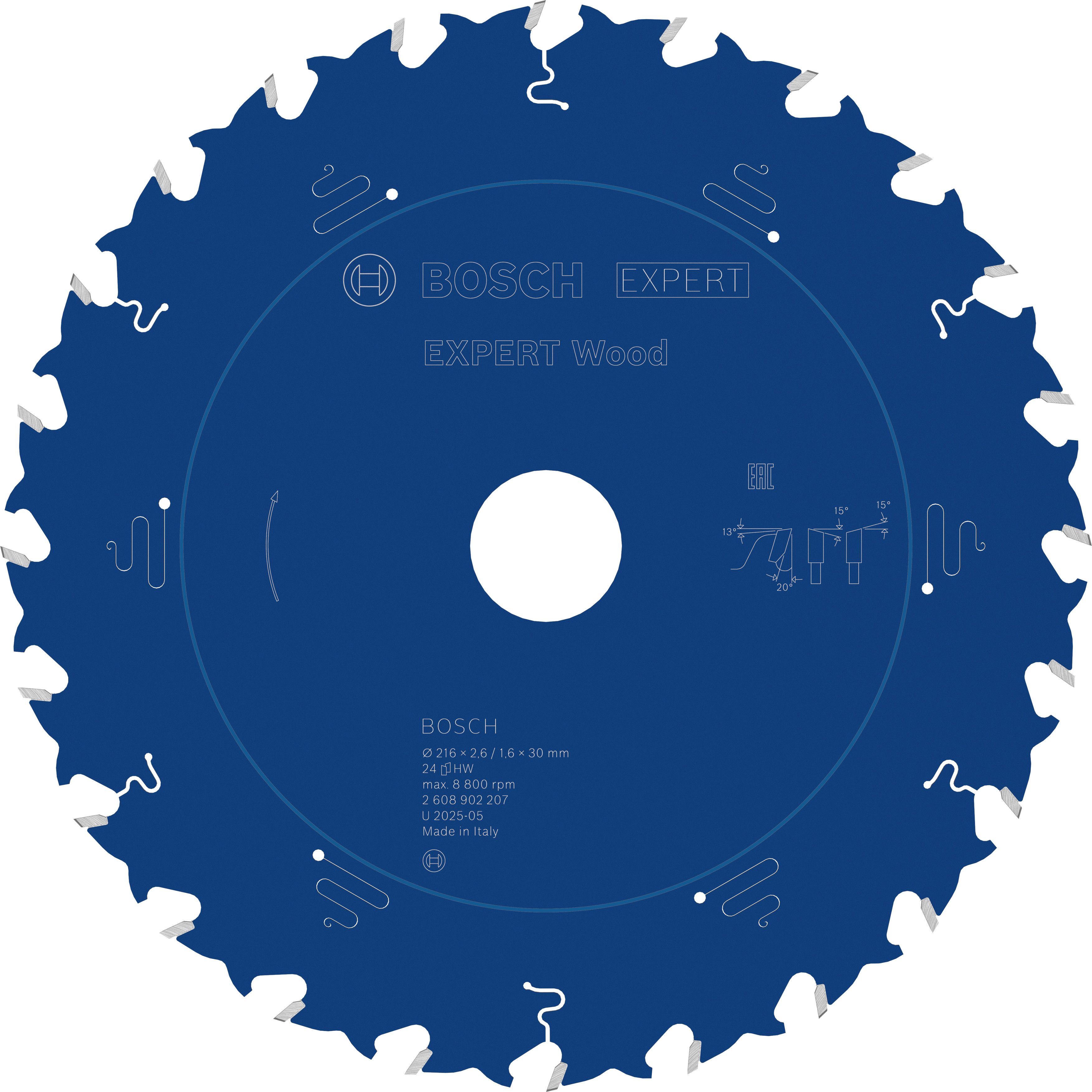 Bosch Accessoires EXPERT Wood Cirkelzaagblad | 216 x 2,6/1,6 x 30 mm | T24 - 2608902207