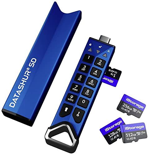 iStorage datAshur SD Flash Drive Module - USB-C - 256GB - Blauw